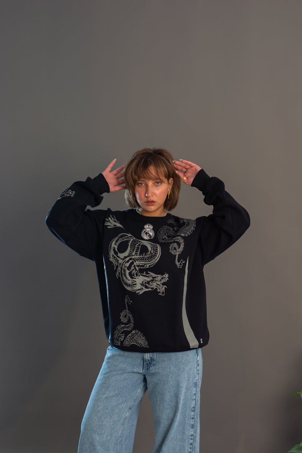 REALMADRID BLACK-DRAGON SWEATSHIRT
